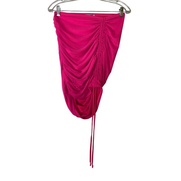 Fashion Nova Hot Pink Ruched Side Drawstring Skirt Size Medium Neon Sexy Stretch - Picture 1 of 3